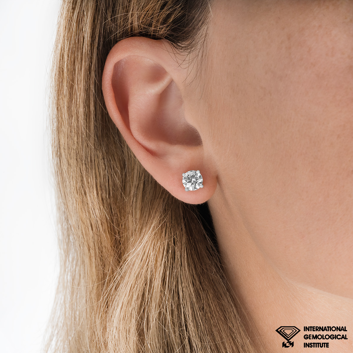 White Gold Round Brilliant Cut Lab Grown Diamond Earrings 2.11ct TDW